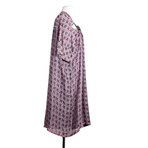 Sportmax Womens S Pink Black Cut Out Shoulder Ring Silk Mini Dress Short Sleeve - Picture 9 of 11